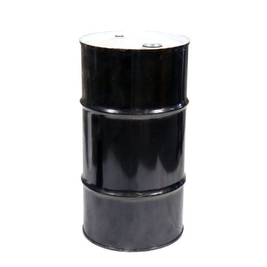 Picture of 16 Gallon Black Steel Tight Head Drum, White Cover, w/ 100 % Phenolic Lining, 2" & 3/4" NPT Fittings, UN Rated