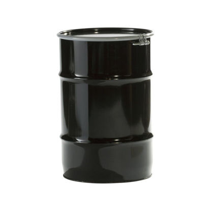 Picture of 20 Gallon Black Steel Open Head Drum w/ Black Cover, Unlined, UN Rated