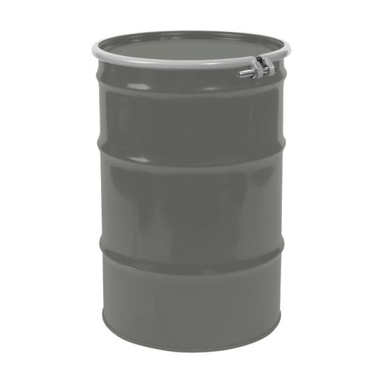 Picture of 55 Gallon Gray Steel Open Head Drum, Gray Cover w/ EPDM Gasket, Unlined, Bolt Ring, UN Rated