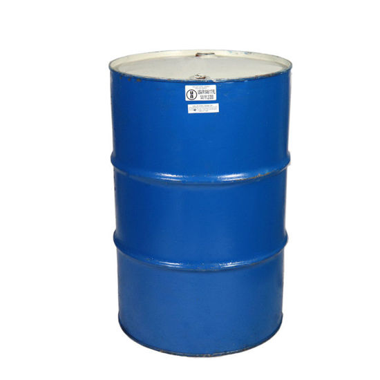 Picture of 55 Gallon Blue Steel Used Tight Head Drum, #2, Reconditioned, Unlined, White Cover, T-Style Fittings