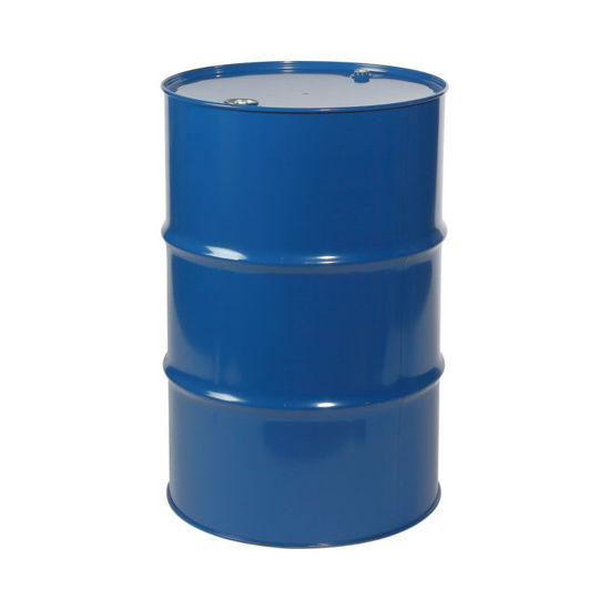 Picture of 55 Gallon Blue Steel Tight Head Drum, Blue Cover, Olive Drab Phenolic Lining w/ 2" and 3/4" Fittings, Poly Irradiated Gasket, UN Rated