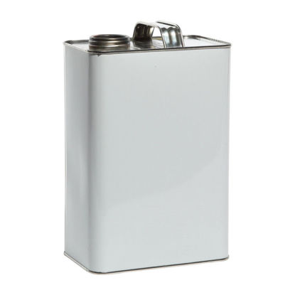Picture of 1 Gallon White F-Style Metal Can, Unlined, 1 3/4" Delta, Off Center, 610x907 (Bulk Pallet)