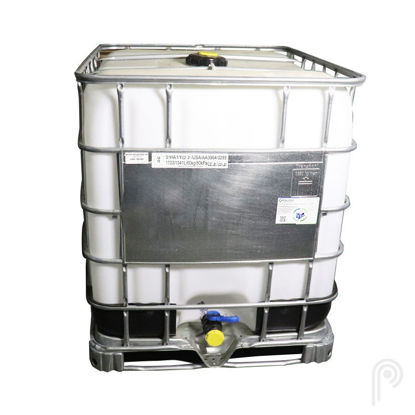 Picture of 275 Gallon Remanufactured Steel Cage IBC Tote, Natural Bottle, w/ 6" Cap and 2" Vent Plug, 2" Ball Valve, EPDM Gasket, UN Rated