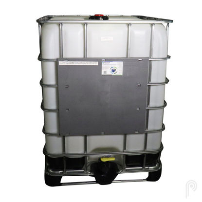 Picture of 330 Gallon New IBC Tote, Natural Plastic Bottle, w/ 6" Black Cap and 2" Solid Plug, 2" Ball Valve NPT/PS, Composite Pallet