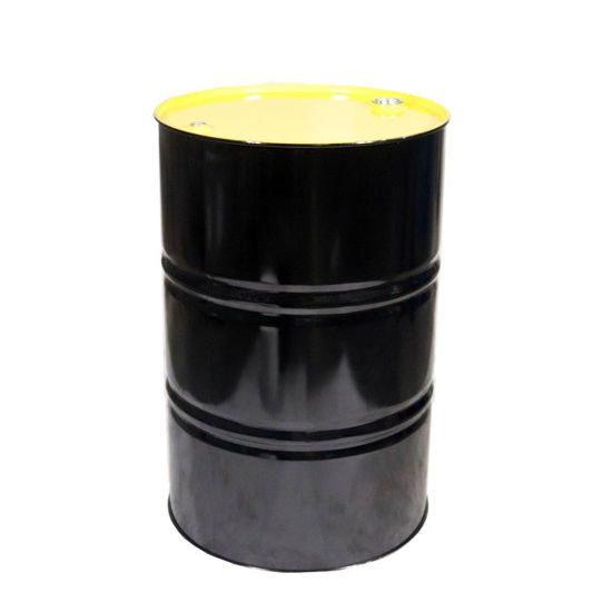 Picture of 55 Gallon Black Steel Tight Head Drum, Unlined, Yellow Cover with 2" & 3/4" Fittings, Unlined, UN Rated