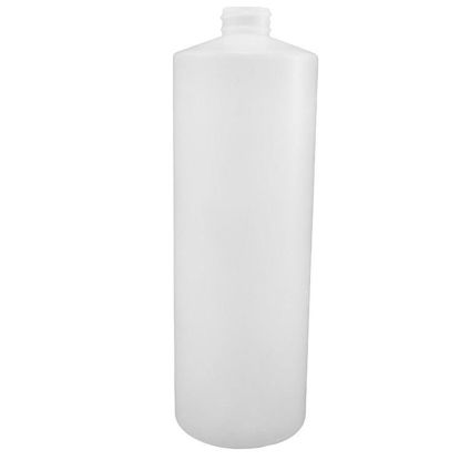 Picture of 32 oz Natural HDPE Plastic Cylinder Bottle, 28-400 Neck Finish, 52 Gram, Fluorinated Level 5