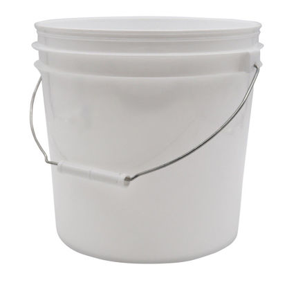 Picture of 2-Gallon White HDPE Plastic Open Head Pail with Metal Bail w/ White Plastic Grip
