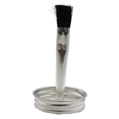 Picture of 1 3/4" Metal Brush Cap, Tin Plated Steel, #2, 3 1/2" Brush Length, 3/4" Brush Width, Horsehair, Polyethylene Liner