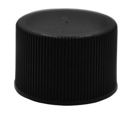 Picture of 24 mm, 24-410 Black Ribbed, Matte Top,  PP Plastic Cap, Heat Seal for PET Lined