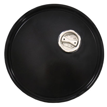 Picture of 2.5 - 7 Gallon Black Steel Ring Seal Cover, Buff Epoxy Phenolic Lining, w/ 2" Plug, 24 Gauge, EDPM Gasket, UN Rated