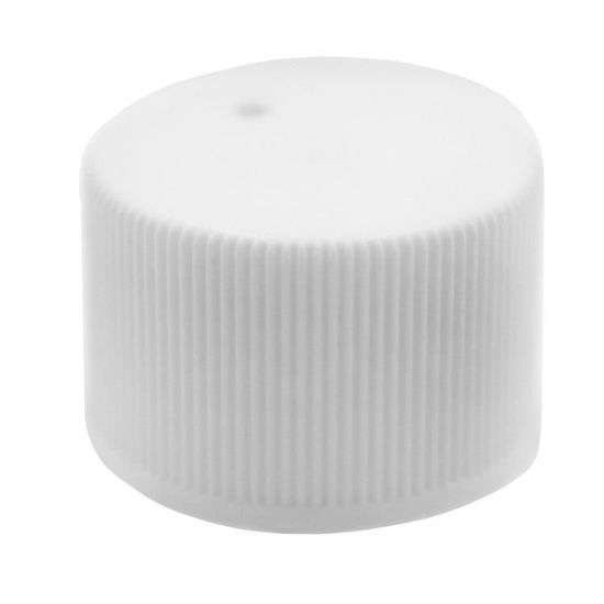 Picture of 24-410 White Matte Top Screw Cap, Ribbed Sides, Vented, F828/M1 Liner