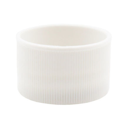 Picture of 28 mm, 28-410 White Ribbed PP Plastic Cap, Smooth Top, w/ U5 LPE & F217 Nylon Liner, Lift & Peel For PE/PP