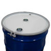 Picture of 55 Gallon Blue Steel Open Head Drum, White Cover, Unlined, w/2" x 2" & 3/4", Tri-Sure Fitting, Bolt Ring, UN Rated