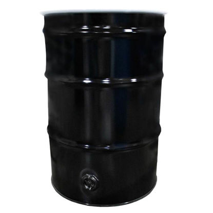 Picture of 55 Gallon Black Steel Open Head Drum, Unlined, White Cover, w/2" x 3/4" Fitting, UN Rated