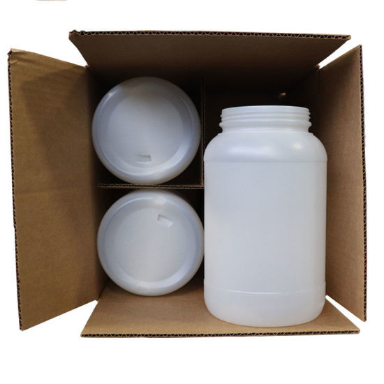 Picture of 128 oz Natural HDPE Plastic Wide Mouth Jar, Flame Treated, 110-400 Neck Finish, 4x1, Kraft Box