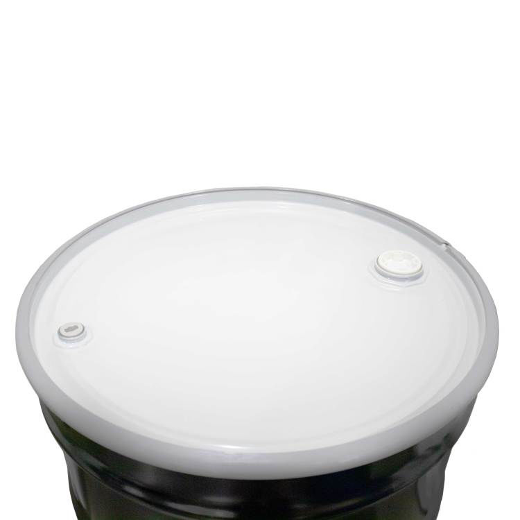 55 Gallon Black Steel Open Head Drum, Phenolic Lining, White Cover, 2