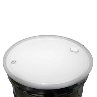 Picture of 55 Gallon Black Steel Open Head Drum, Phenolic Lining, White Cover, 2"X3/4" Nylon Tri-Sure Fitting, Bolt Ring, UN Rated