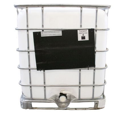 Picture of 275 Gallon Reconditioned IBC Tote, Natural Bottle, 6" Fill Cap, No Vent, 2" Valve, Reconditioned Steel Cage Steel Or Poly Pallet, New Poly Marking Plate