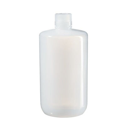 Picture of 64 oz (2L) Natural LDPE Plastic Narrow Mouth Bottle, 38-430, 3.3 Gram, w/ PP Plastic White Closure