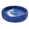 Picture of 3.5-6.5 Gallon Blue HDPE Plastic Screw Top Cover w/ Red Lift Latch w/Gasket, New Generation, Tamper Evident Slot, PMS Blue #300