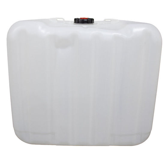 Picture of 275 Gallon IBC Tote Natural Plastic Bottle Only, 6" Black Fill Cap, Viton Lid,  w/ 2" NPT Ball Valve, EPDM Gasket