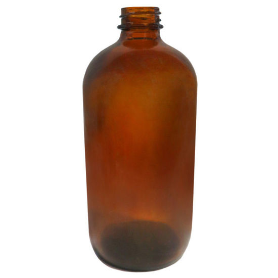 Picture of 16 oz Amber Glass Boston Round Bottle, 28-400
