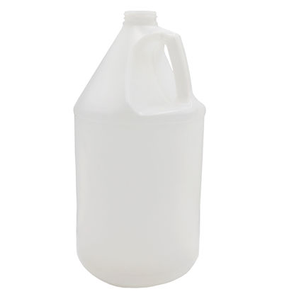 Picture of 128 oz Natural HDPE Plastic Industrial Round Bottle, 38-400, 130 Gram Fluorinated Level 3