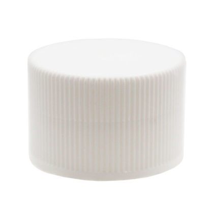 Picture of 24-410 White PP Plastic Screw Cap, Matte Top, Ribbed Sides w/F217 Liner