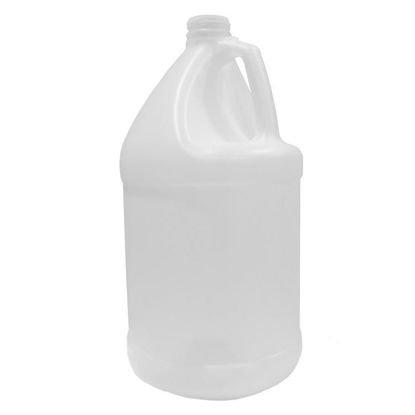 Picture of 128 OZ NATURAL HDPE INDUSTRIAL ROUND BOTTLE, 38-400 FINISH NECK, 120 GRAM, DROP LOCK NECK
