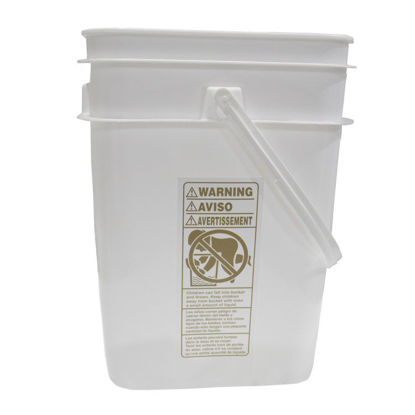 Picture of 4 GALLON WHITE HDPE SQUARE PAIL W/ HANDLE, CHILD WARNING LABEL