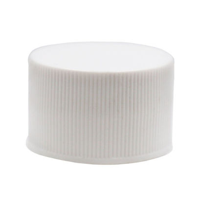 Picture of 28-410 White PP Plastic Cap, Smooth Top, Ribbed Sides w/ SG75 Plain Liner (Heat Seal For PE)