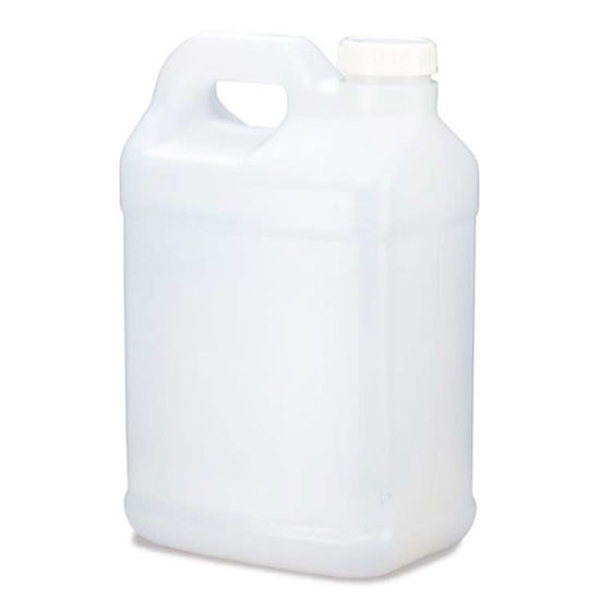 Picture of 2.5 Gallon Natural HDPE Plastic F-Style Rectangular Bottle, 2x1, Kraft Box, 63 mm Neck Finish