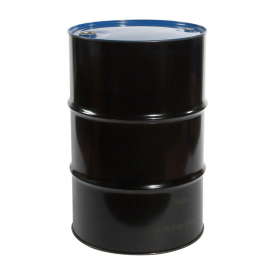 Picture of 55 Gallon Black Steel Tight Head Drum, Blue Cover, Red Oxide Phenolic Lining w/ 2" and 3/4" NPT Fitting, UN Rated