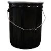 Picture of 5 Gallon Black Buff Epoxy Phenolic Steel Straight Side Pail, Ring Seal Cover, Tubular Gasket, Lever Lock Ring, UN Rated