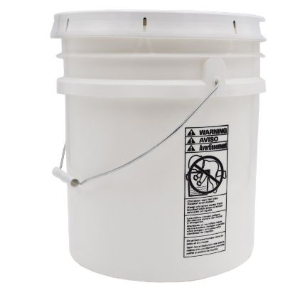 Picture of 5 Gallon White HDPE Plastic Straight Side Pail, Plain Tear Tab Cover, UN Rated