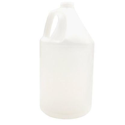 Picture of 128 oz Natural HDPE Plastic Industrial Round Bottle, 130 Gram, 38-400, Fluorinated Level 3, 4x1, Kraft Carton, UN Rated