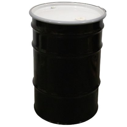 Picture of 30 Gallon Black Steel Open Head Drum, Buff Epoxy Phenolic Lining, White Cover, 2" & 3/4" W/ EDPM Gasket Fitting, Bolt Ring, UN Rated