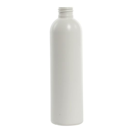 Picture of 8 oz White HDPE Plastic Bullet Bottle, 24-410, 22 Gram, Flame Treated