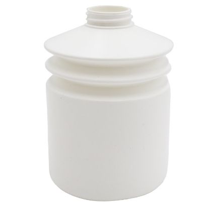 Picture of 32 oz White 50% HDPE, 50% LDPE Plastic Round Bellows Bottle, 38-40, 66 Gram, Fluorinated Level 1