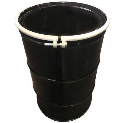 Picture of 55 Gallon Black Open Head Steel Drum, w/ Black Cover, Rust Inhibited Lining, No Fittings, Bolt Ring, EDPM Gasket, UN Rated