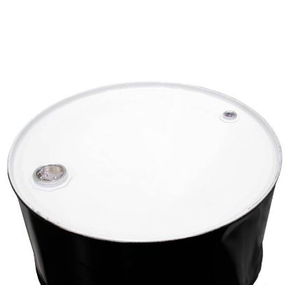 Picture of 55 Gallon Black Steel Tight Head Drum, Unlined, White Cover, w/ 2" x  3/4" Fitting, UN Rated