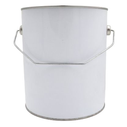 Picture of 1 Gallon Round White Paint Can, Unlined, Metal Bail