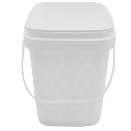 2 Gallon White HDPE Plastic EZ Stor Rectangle Pail w/ Plastic Bail and ...