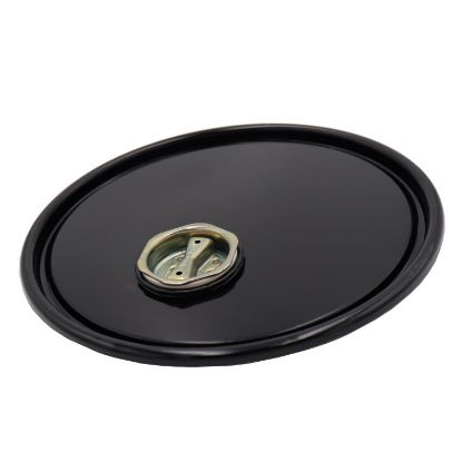 Picture of 2.5-7 Gallon Black Steel Ring Seal Pail Lug Cover, Rust Inhibited, 24 Gauge, w/ 2" Metal EPDM Gasket