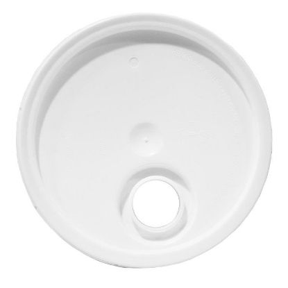 Picture of 3.5-6 Gallon White HDPE Plastic Pail Cover, Tear Tab, 70 mm Thread Opening