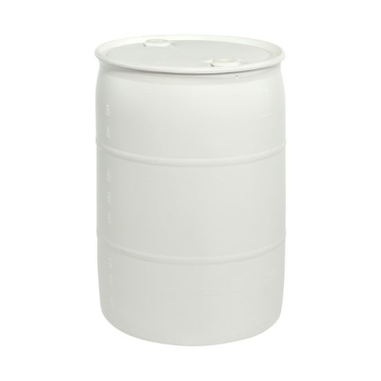 Picture of 55 Gallon White Plastic Tight Head Drum w/ 2" Buttress and 2" NPT Fittings, UN Rated