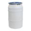 Picture of 55 Gallon Natural HDPE Plastic Open Head Straight Side Drum, w/ Poly Blue Cover, 2" and 2" Tri-Sure Fitting,  Bolt Ring, w/ Neck In, UN Rated