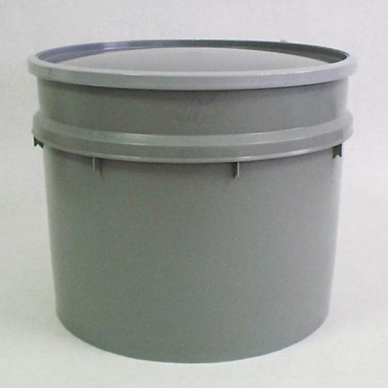 Picture of 20 Gallon Gray HDPE Plastic Open Head Nestable Drum, w/ Gray Cover, Lever Lock Ring, UN Rated