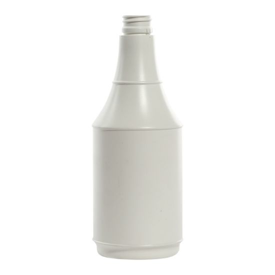 Picture of 24 oz White HDPE 25% PCR Plastic Delta Round, 28-400, 40 Gram, Custom Ratchet Neck