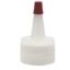 Picture of 28 mm 28-410 Natural LDPE Plastic Yorker Cap, 0.03" Orifice, Heat Seal w/ Red Sealer Tip